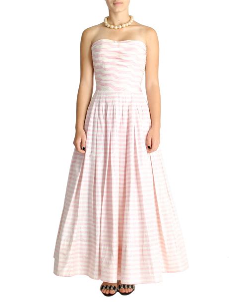 pink white stripe chanel dress